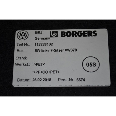 5TA867033BM Verkleidung Kofferraum links schwarz 7 Sitzer VW Touran 2 5T ORIGIN.